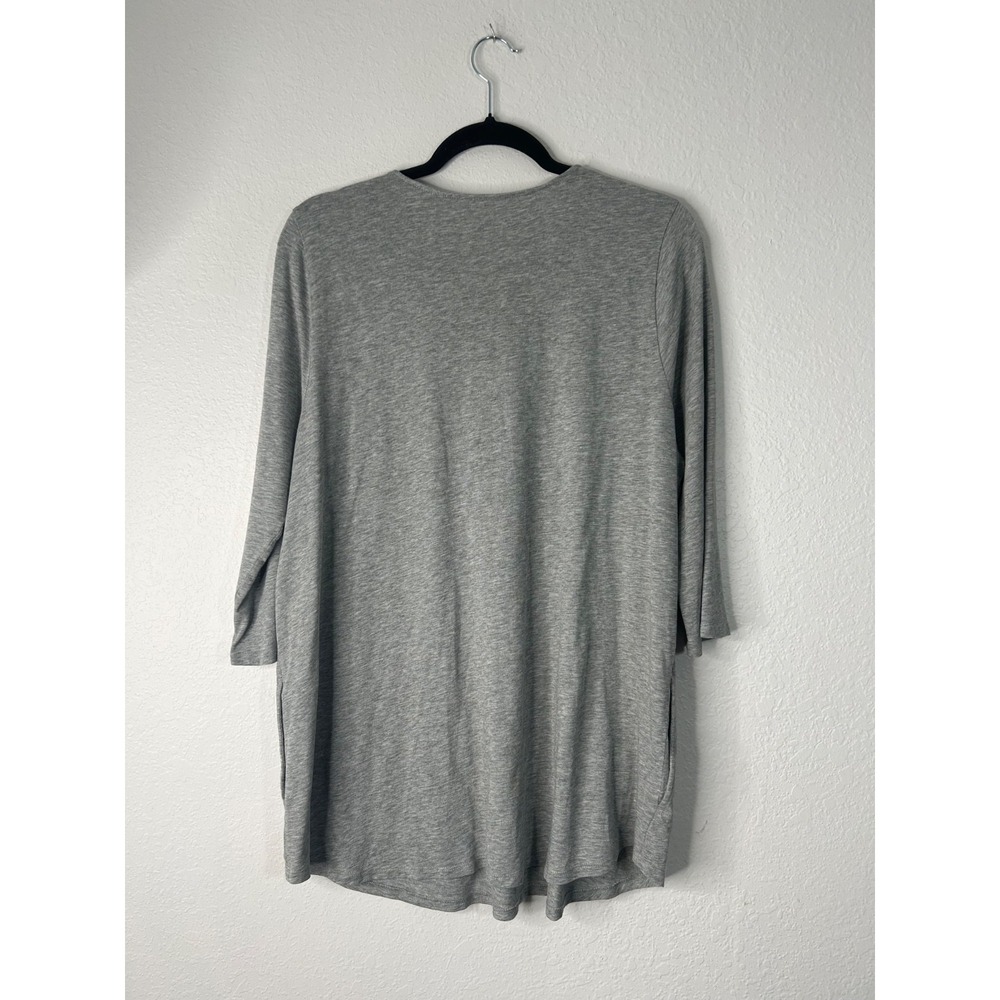 J Jill Pure Jill PJ Crew Neck Shirttail Tunic Grey Size L Pajama Top Loungewear - Picture 2 of 10